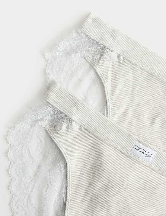 2 Pack Juni Cotton Rib High Waisted High Leg Knickers