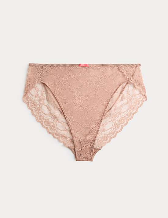 Culotte &eacute;chancr&eacute;e Ida taille haute orn&eacute;e de dentelle