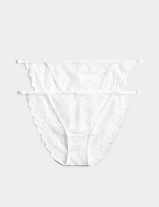 Lot de 2 culottes bikini style tanga Ida en dentelle