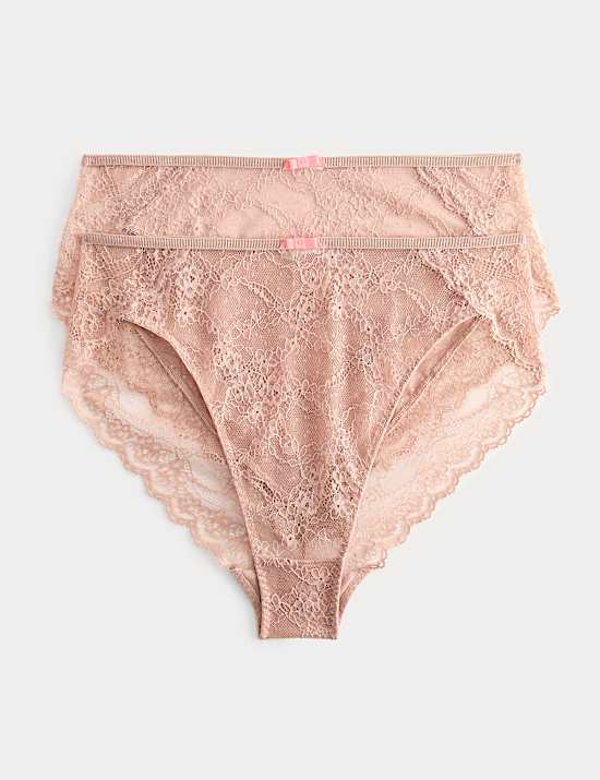 2 Pack Ida Lace High Waisted High Leg Knickers