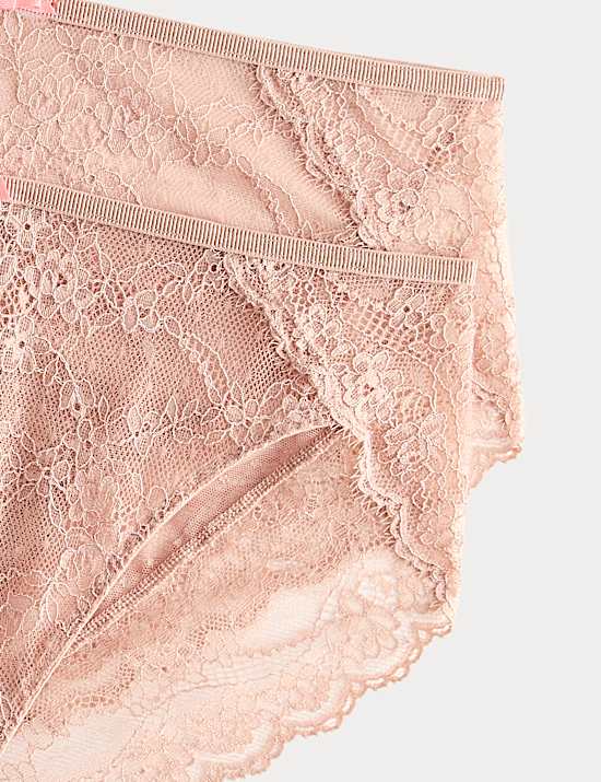 2 Pack Ida Lace High Waisted High Leg Knickers