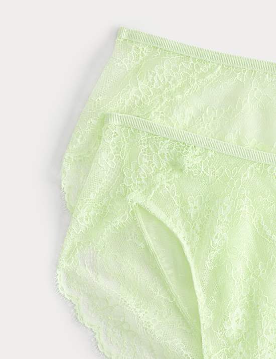 2 Pack Ida Lace High Waisted High Leg Knickers