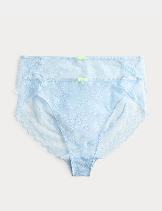 2 Pack Ida Lace High Waisted High Leg Knickers