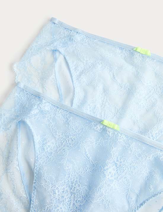 2 Pack Ida Lace High Waisted High Leg Knickers