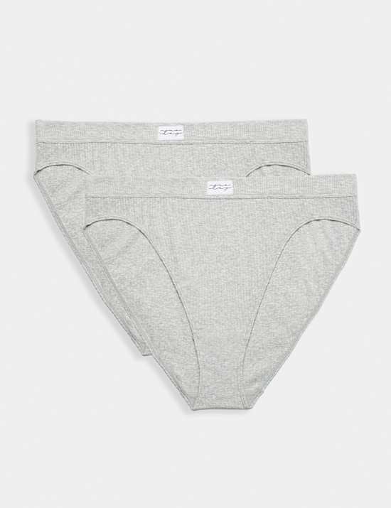 2 Pack Asta Rib High Leg Knickers