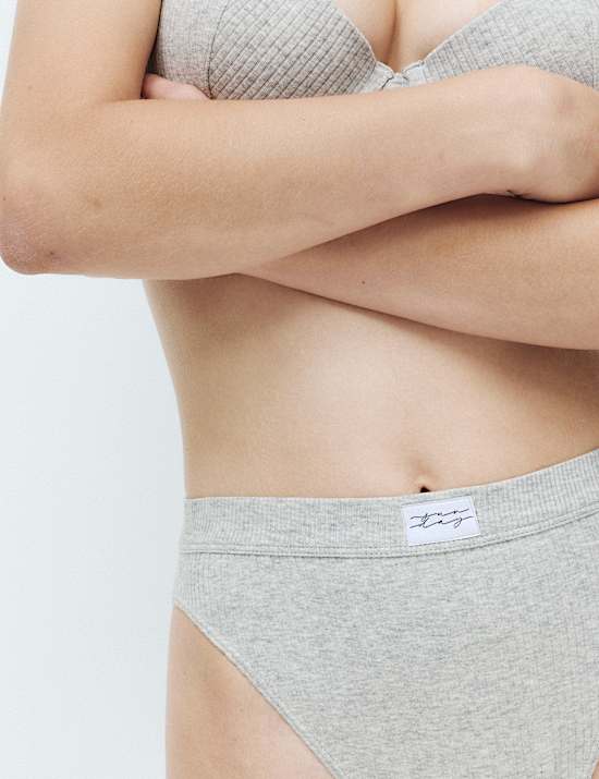 2 Pack Asta Rib High Leg Knickers