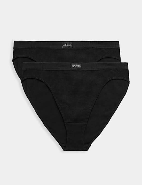 2 Pack Asta Rib High Leg Knickers