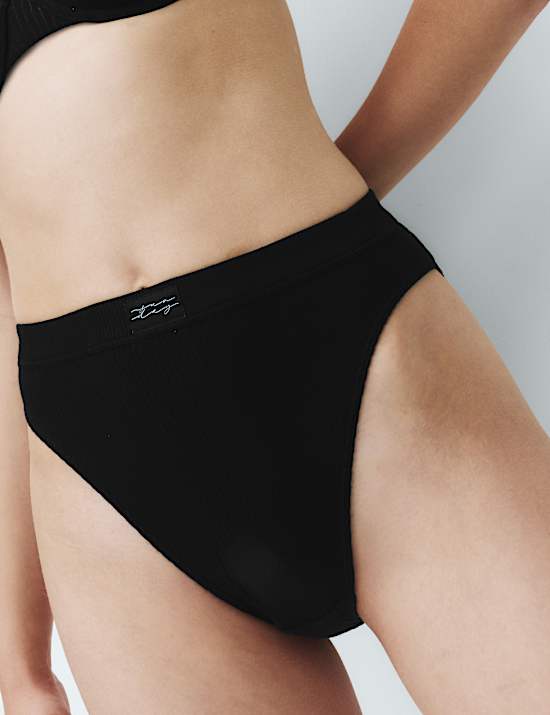 2 Pack Asta Rib High Leg Knickers