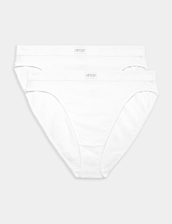 2 Pack Asta Rib High Leg Knickers