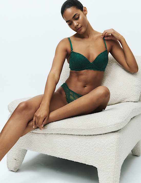 Lace Non Wired Push Up Plunge Bra (A-E)