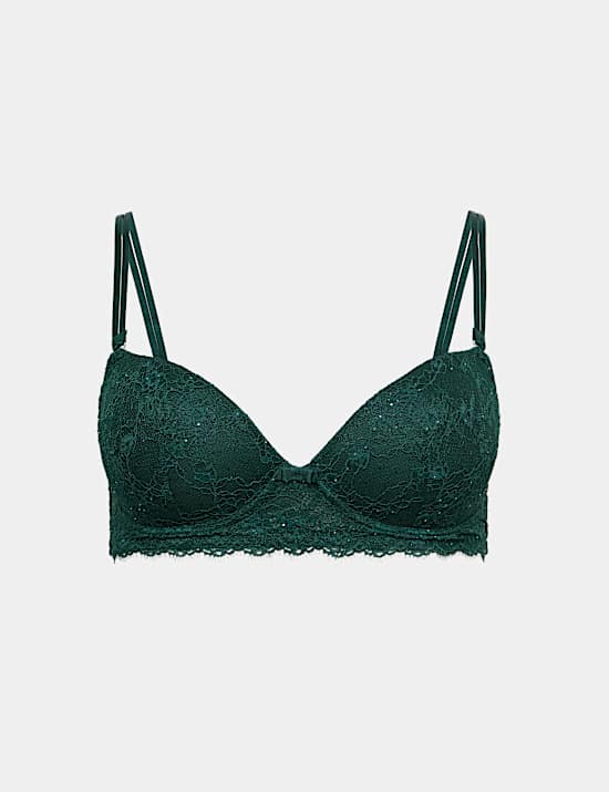 Lace Non Wired Push Up Plunge Bra (A-E)