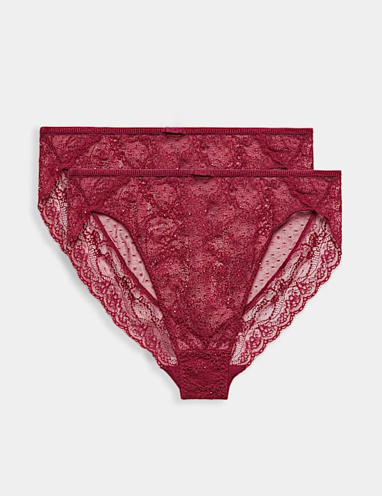 2 Pack Ida Lace High Leg Knickers
