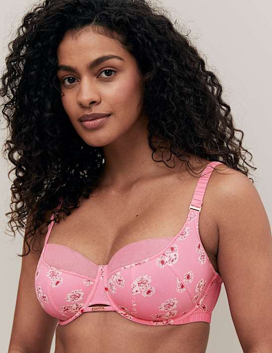 Soutien-gorge &agrave; armatures et imprim&eacute; fleuri, bonnets embo&icirc;tants G&nbsp;&agrave;&nbsp;K