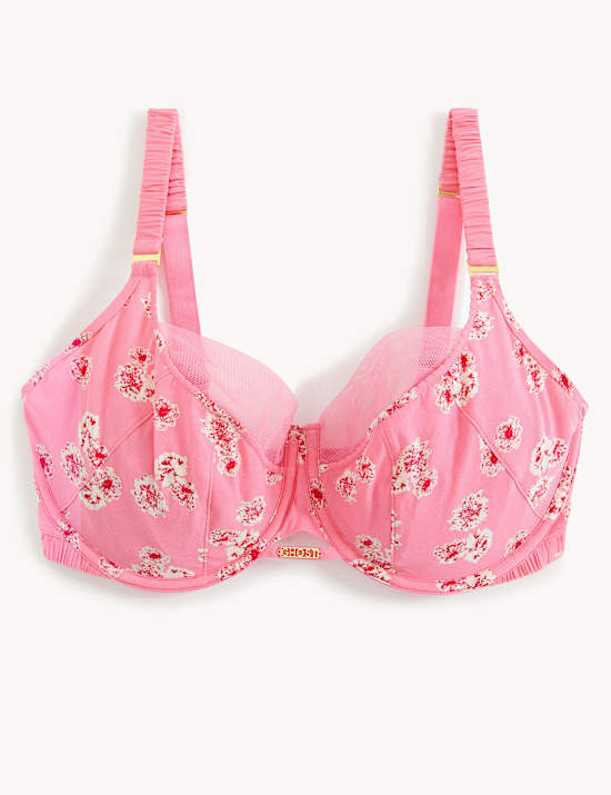 Soutien-gorge &agrave; armatures et imprim&eacute; fleuri, bonnets embo&icirc;tants G&nbsp;&agrave;&nbsp;K