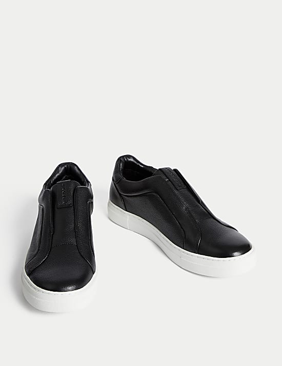 Leather Slip-On Trainers with Freshfeet™
