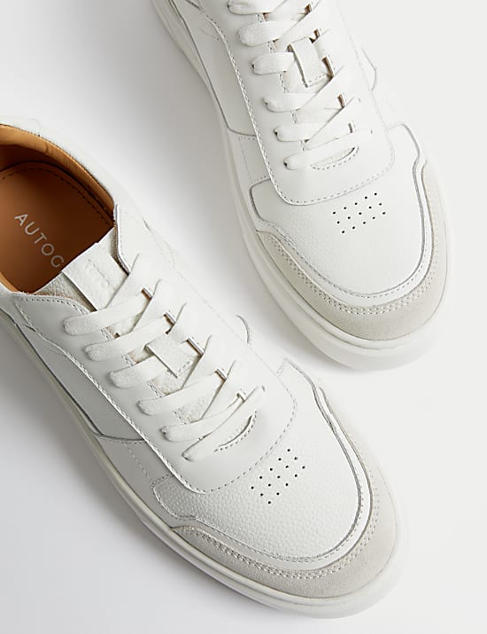 Leather Lace Up Performance Trainers with Freshfeet™