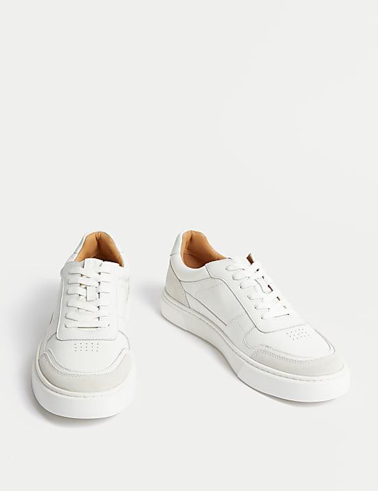 Leather Lace Up Performance Trainers with Freshfeet™