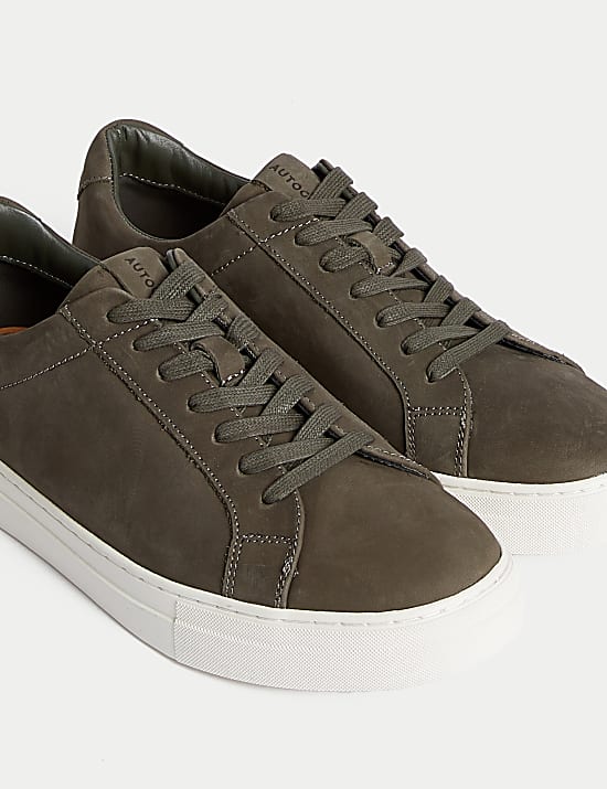 Nubuck Leather Lace Up Trainers