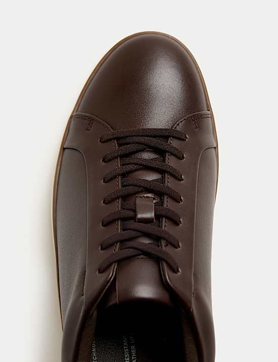 Leather Shower Resistant Lace-Up Trainers