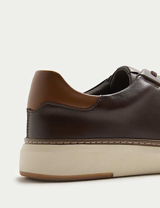 Leather Shower Resistant Lace-Up Trainers