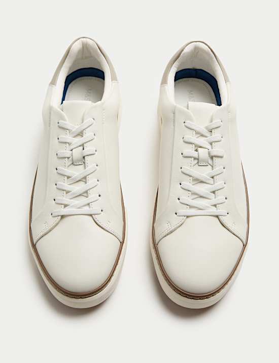 Leather Shower Resistant Lace-Up Trainers