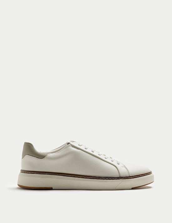 Leather Shower Resistant Lace-Up Trainers