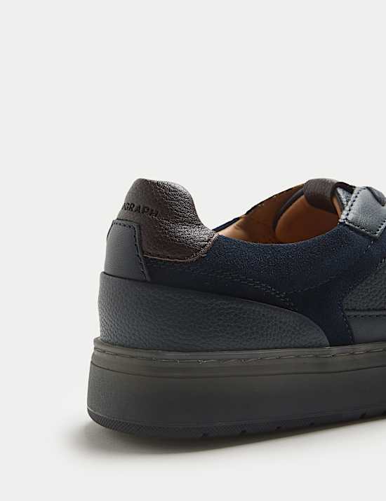 Leather & Suede Lace Up Trainers
