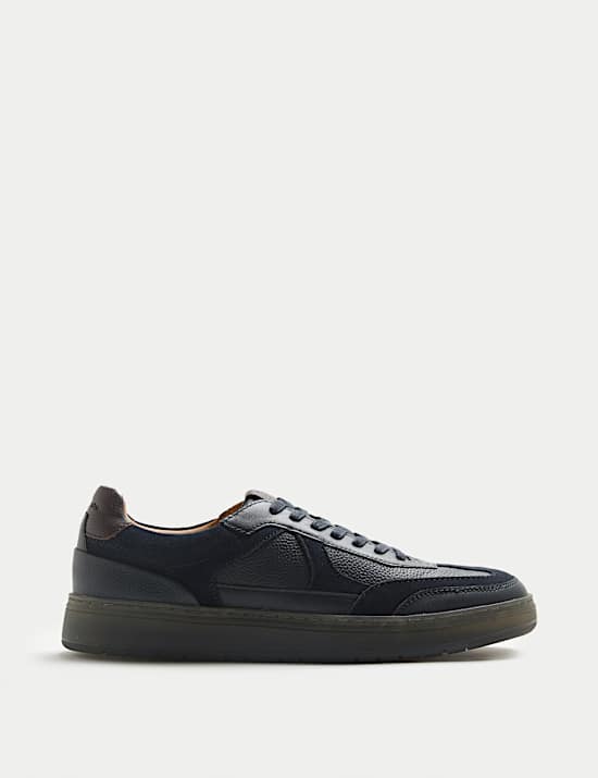 Leather & Suede Lace Up Trainers