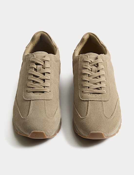 Suede Lace Up Runner Trainers