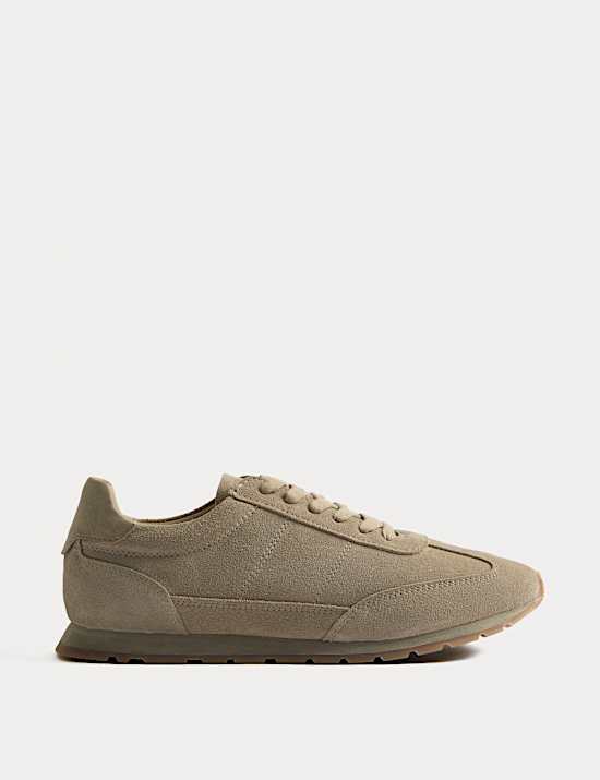Suede Lace Up Runner Trainers