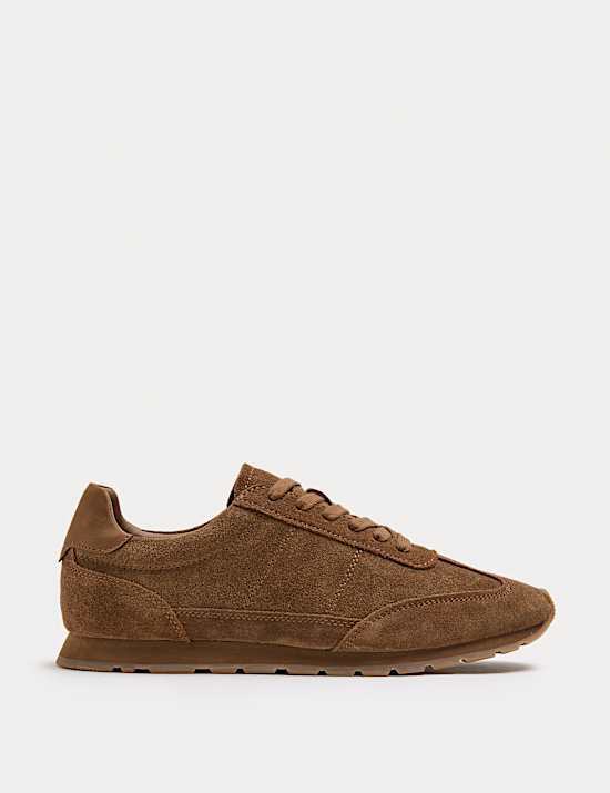 Suede Lace Up Runner Trainers