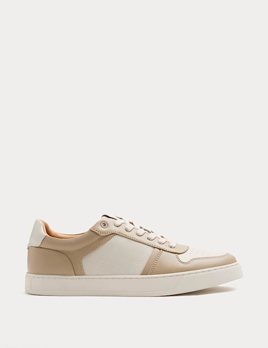 Leather Colour Block Trainers