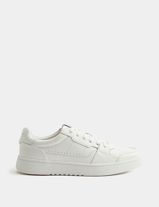Lace Up Court Leather Trainers
