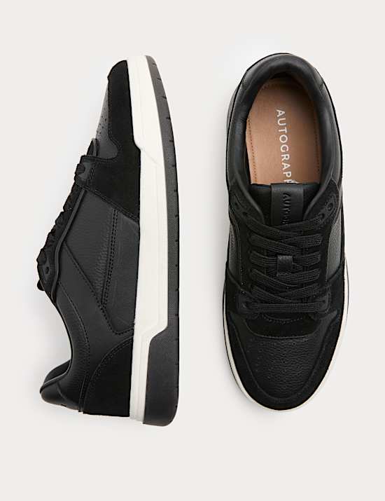 Leather Lace Up Casual Trainers
