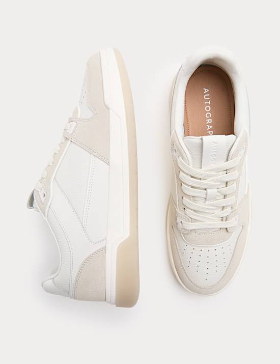 Leather Lace Up Casual Trainers