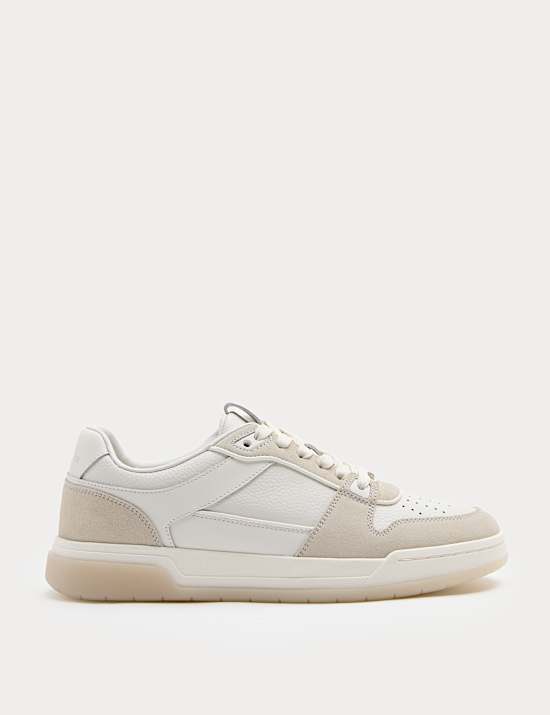 Leather Lace Up Casual Trainers