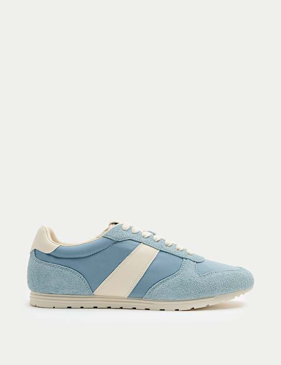 Slim Line Leather Mix Runner Trainers