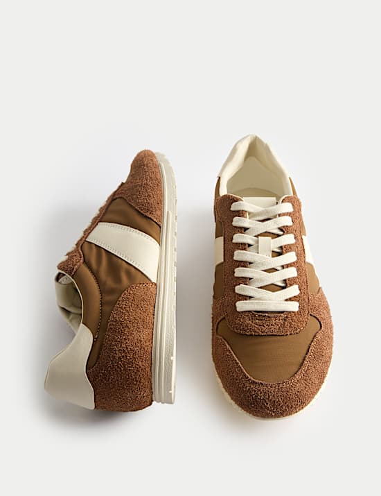 Slim Line Leather Mix Runner Trainers
