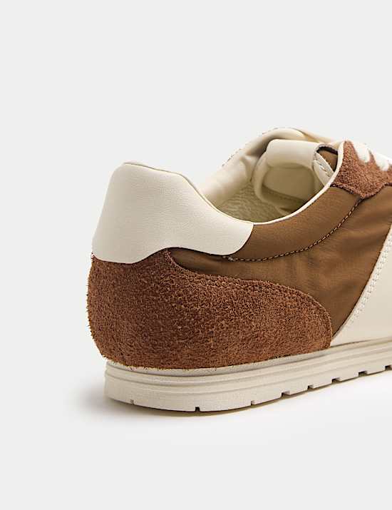 Slim Line Leather Mix Runner Trainers