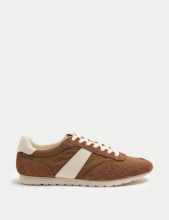 Slim Line Leather Mix Runner Trainers