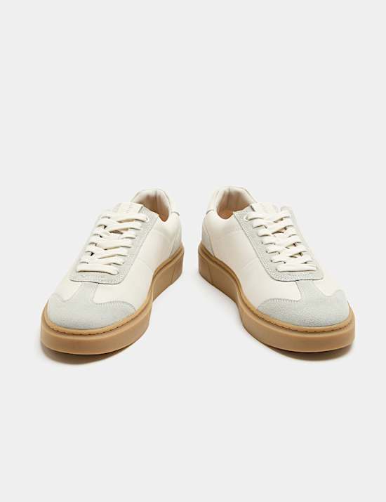 Leren sneakers met cupzool en T-neus