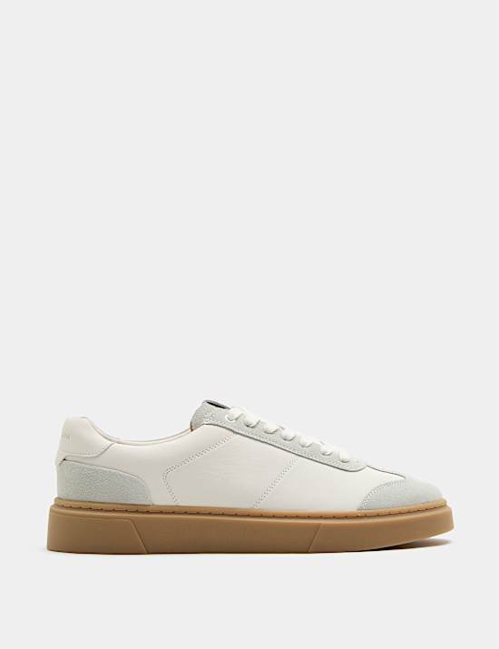 Leren sneakers met cupzool en T-neus