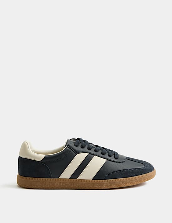 Leather Retro Gum Sole Lace Up Trainers