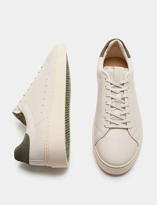 Leather Lace Up Cupsole Trainers