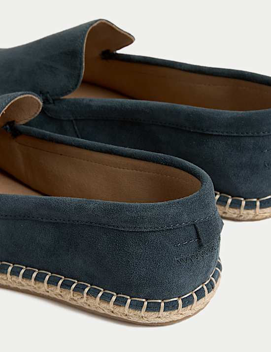 Suede Slip-On Espadrille Loafers