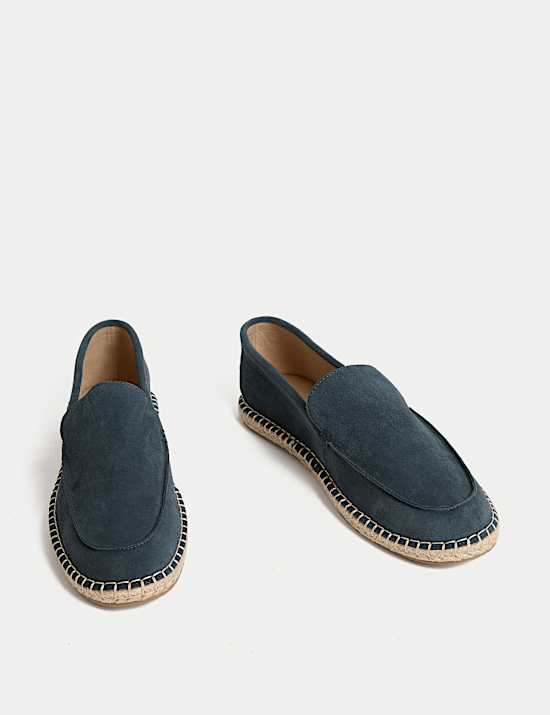 Suede Slip-On Espadrille Loafers