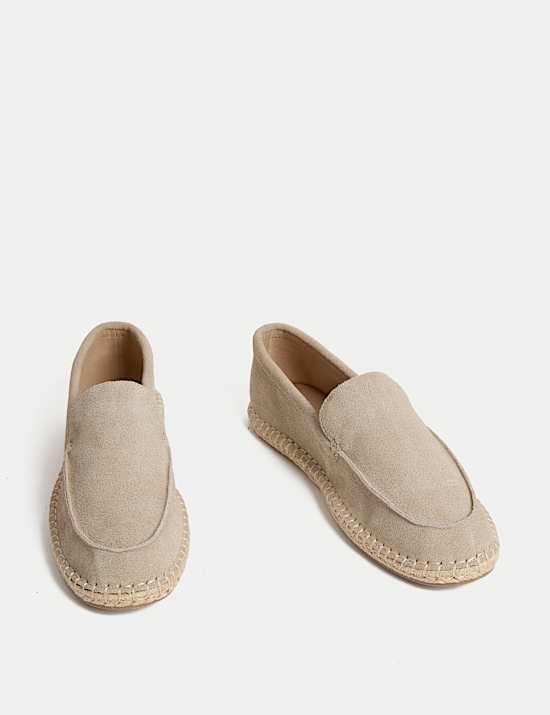 Suede Slip-On Espadrille Loafers