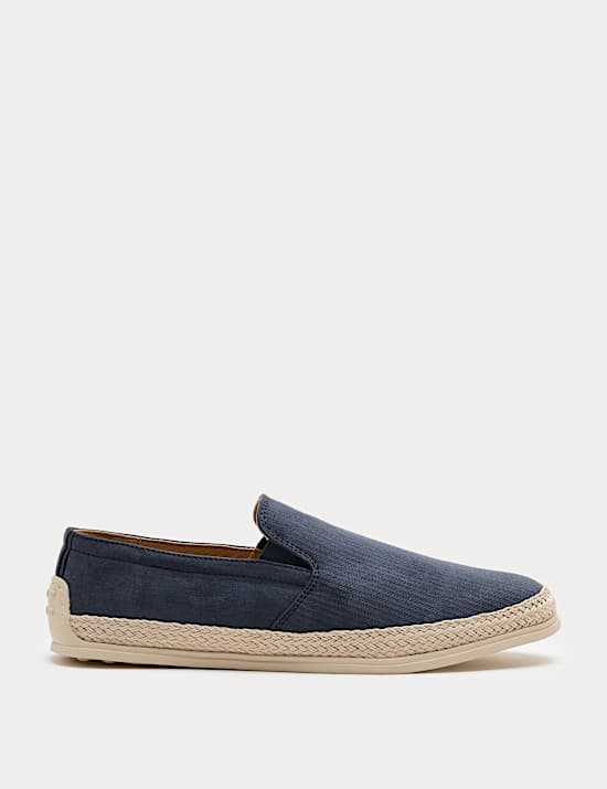 Textured Canvas Jute Rimmed Espadrilles
