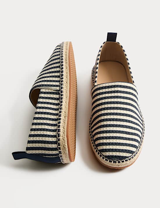 Jute Stripe Slip On Espadrilles