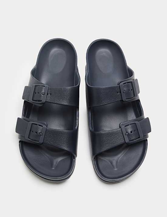 Moulded Footbed Two Strap Slider Sandals